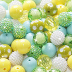 48 Pcs 20mm Beads for Pens Rhinestone Bubblegum Beads Mixed Crystal Acrylic Round Chunky Bead Sparkly Craft Large Balls Bead for Pen Beadable Keychain Bracelet Necklace DIY Jewelry Making Supplies - color: Green series