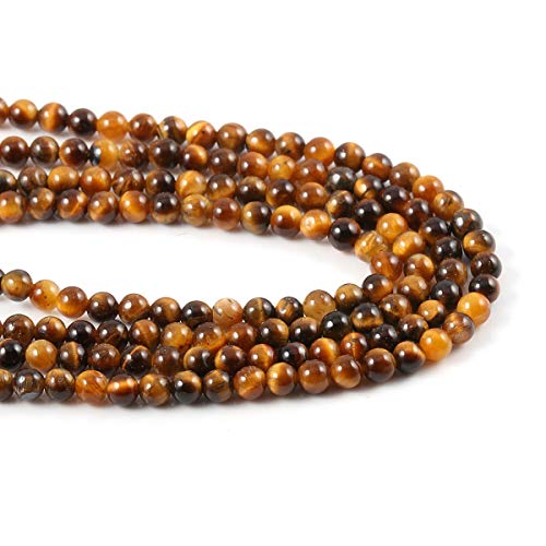 Natural Tiger Eye Stone Gemstone Round Stone Beads for Jewelry Making DIY Bracelet Necklace (3mm) 2 Strands - color: Tiger Eye Stone, size: 3mm