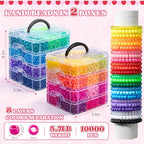 Umikk 10,000PCS Pony Beads Bulk, 48 Colors 6x9mm Plastic Kandi Beads for DIY Bracelet Making Hair Braiding Kandi Jewelry Key Chains Crafts Gifts (5.73LB, Shockproof Packaging) - color: 48colors10000pcs