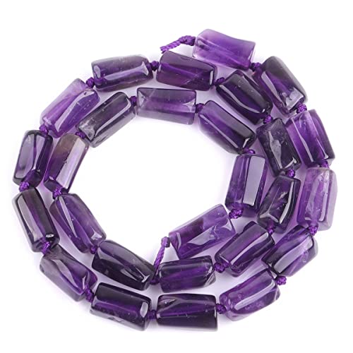 GEM-Inside 25Pcs 8x12mm Natural Amethyst Quartz Gemstone Faceted Freeform Tube Column Chakra Beads for Jewelry Making Full 15" Strand Power Energy Healing - color: Amethyst Quartz