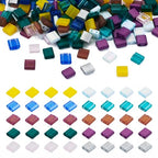Pandahall 200Pcs Flat Square Glass Beads - 2-Hole Tila Beads in 10 Colors for Bracelet, Necklace & Earring Jewelry Making - color: 10 Color - Square