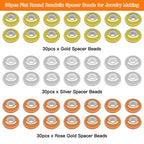 90pcs Slider Beads 8mm Stopper Beads with Rubber Inside Brass Silicone Slider Beads Adjustable Slider Clasps for DIY Bracelets Necklaces Jewelry Making(2mm Hole,3Colors) - color: Gold,silver,rose gold