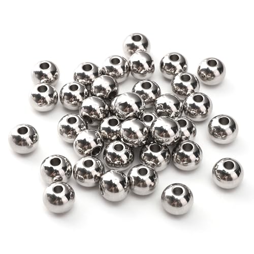 304 Stainless Steel Round Beads 10mm 36pcs Spacer Beads for Jewelry DIY Making and Repairing - size: 10.0mm