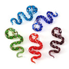 FASHEWELRY 5Pcs Handmade Cartoon Snake Lampwork Glass Pendants 3D Animals Glass Charms for DIY Jewelry Making - color: Snake