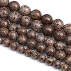 10MM 38PCS Natural Stone Brown Snowflake Jasper Obsidian Loose Beads for Jewelry Making DIY Bracelet - color: Brown Snowflake, size: 10mm