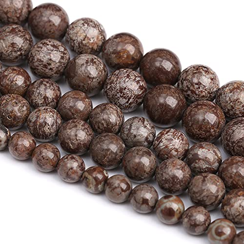 10MM 38PCS Natural Stone Brown Snowflake Jasper Obsidian Loose Beads for Jewelry Making DIY Bracelet - color: Brown Snowflake, size: 10mm