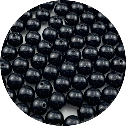 100pcs Pearl Beads for Crafts 12mm Resin Pearl for Jewelry Making Round Bulk Pearls Beads with Hole for Sewing Crafts Decoration Necklaces Bracelets Earrings Making(Black) - color: Black, size: 12mm
