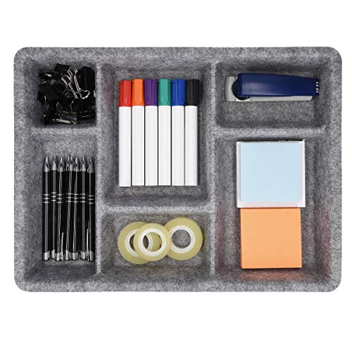 Navaris Felt Drawer Organizer Tray - Tidy Desk Drawers, Office Supplies, Jewelry, Cosmetics, Small Personal Items and Accessories - Gray - color: Grey
