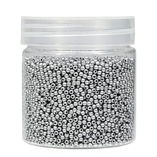 Bala&Fillic 2mm Round Size Almost Uniform Matte Silver Color Seed Beads About 10000pcs /110 Grams in Box,12/0 Small Glass Seed Beads for Jewelry Making, Hole 0.6mm (Matte Silver) - color: Matte Silver