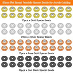 80pcs 8mm Stopper Beads with Rubber Inside Flat Round Rondelle Spacer Beads Adjustable Slider Clasps Round Beads Positioning Spacer Beads for DIY Bracelet Necklaces Jewelry Makings(2mm Hole,4Colors) - color: Gold,silver,rose gold,gun black