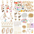 NewOasis 513Pcs Gold Keychain Making Kit & Bag Charm Kit, DIY Lip Gloss Charms & Jewelry Making Supplies with Enamel Charms, Beads, Pliers - Coquette Aesthetic & Preppy Gifts