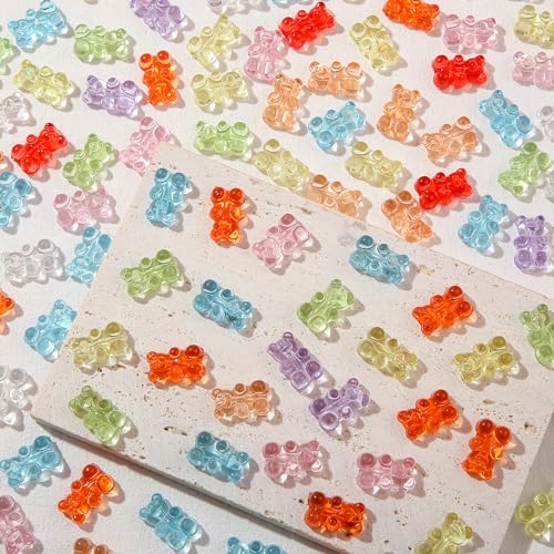 200pcs Colorful Gummy Bear Clear Acrylic Bear Beads Colorful Cute Bear Beadsy Bear for Necklace Bracelet Key Chains Jewelry DIY Craft Making(6 * 18mm) - color: 200pcs-bear