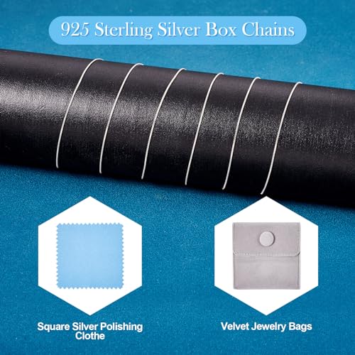 Elecrelive 925 Sterling Silver Box Chains 0.5mm Wide Thin Necklace Link Chains Permanent Jewelry for Men Women Necklace Bracelet DIY Making - color: Silver-Box Chain