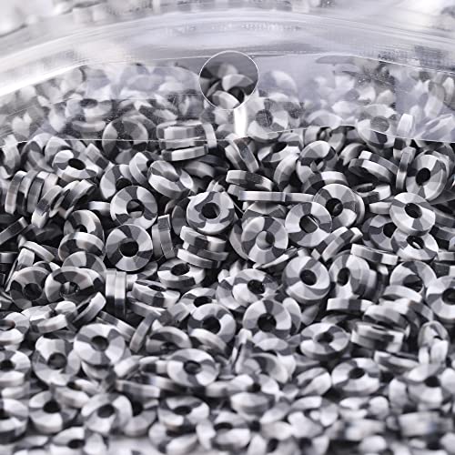 2000pcs Multicolored Black White Clay Beads for Bracelets Making, Flat Round Polymer Clay Beads 6mm Spacer Heishi Beads for Jewelry Making Earring Bracelets Necklace - color: Multicolored Black White 26