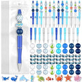 Colarr 24 Sets Plastic Beadable Pens DIY Pens Making Kit Assorted Wood Beads Crystal Spacer Black Ink Ballpoint for Women Crafts Office Family Gifts(Sea Animals) - style: Sea Animals