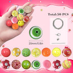 50Pcs Yellow Green Chunky Bubblegum Beads, 20mm Chunky Bubble Gum Beads for Adult DIY Beadable Pens Bracelets Necklaces Pearl Beaded Craft Mother's Day Jewelry Making - color: Rose Red+Light Green
