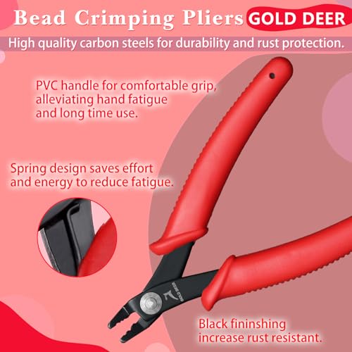 Bead Crimping Pliers Jewelry Crimper Plier Micro Tube Beads Crimper 5" with Spring Bent Head Jaw 2 Jewelry Crimping Tool Crimping Pliers for 2mm&3mm Beads Jewelry Making DIY Crafts Making - style: Bent Jaw 2