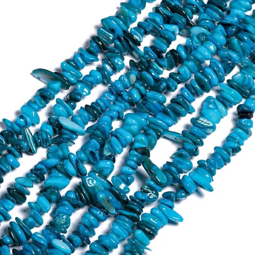 Chip Shell, 260pcs 5-8mm Irregular Shell Beads with Holes, Lake Blue Shell & Aqua Like Chip Beads for Jewelry Making - color: Lake Blue