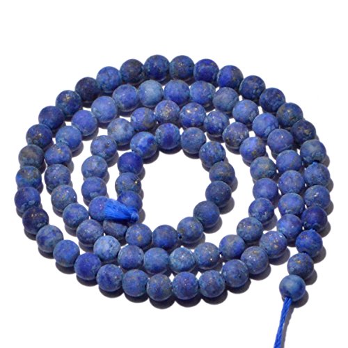 AD Beads Beautiful Natural Matte Gemstone Round Spacer Loose Beads 4-12mm (4mm, 06 Matte Lapis) - color: 06 Matte Lapis, size: 4mm