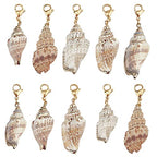 SUNNYCLUE 10Pcs Seashell Charms Oval Ocean Beach Spiral Natural Cowrie Conch Shells Large Charm Pendants with Lobster Claw Clasps for Jewelry Making DIY Necklace Bracelet Earring Supplies Accessories - color: 10Pcs Lobster Clasps Seashell Charms