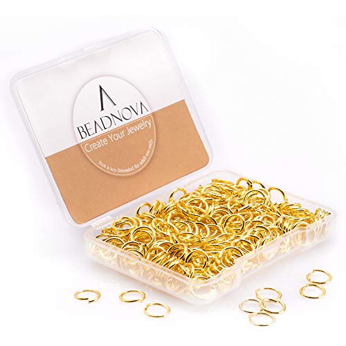 BEADNOVA 8mm Open Jump Rings Gold Jump Rings for Jewelry Making and Keychains (300Pcs) - color: 300pcs, size: 8mm