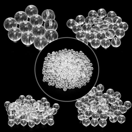Gocelyn 476PCS Clear Crystal Round Glass Beads for Jewelry Making, Transparent Glass Spacer Loose Beads for Crafts Bracelets Necklaces Charms Pendants Gifts Presents Friendship - color: Round Glass Beads: Transparent