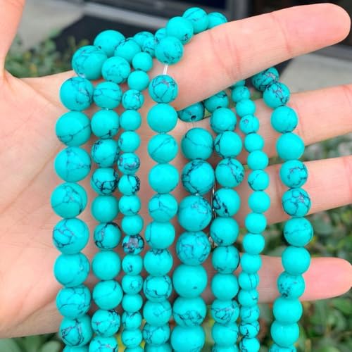 120pcs Adabele Natural Green Turquoise Howlite Healing Gemstone 6mm Round Beads Gem Stone Spacer for DIY Craft Jewelry Making GS19-6 - color: Green Howlite (Imitated Turquoise), size: 6mm (120pcs/2 strands)