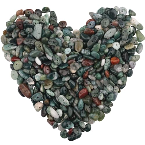 400pcs Natural Chip Stone Beads for Jewelry Making India Agate 5-8mm Irregular Gemstones Healing Crystal Loose Rocks Bead Hole Drilled for Ring Earrings Necklace Bracelet Making DIY Art Crafts - color: India Agate(2 Strands-62")