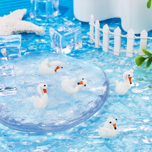 FASHEWELRY 5Pcs Handmade Swan Lampwork Glass Pendants White Swan Goose Spacer Beads Charms for DIY Necklace Bracelet Jewelry Craft Making - color: Swan-White