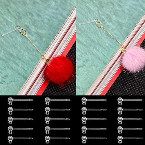 30pcs Safety Non-Allergenic Plastic Earring Posts Ear Wire Anti Allergy Posts Earring Findings DIY Jewelry Making for Sensitive Ears (Post with Lift Ring) - color: Post with Lift Ring 30pcs