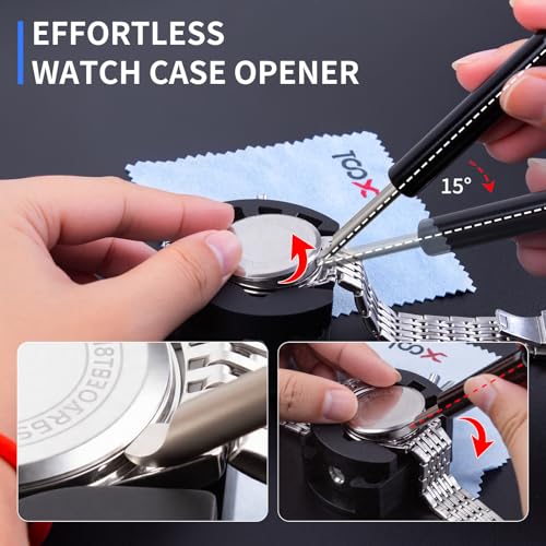 XOOL 210 PCS Watch Repair Kits, Including Watch Battery Change Kit, Watch Case Opener, Link Remover, Spring Bar Tools, Screwdrivers, and Portable Carrying Case with Instruction Manual - color: 210pcs BLUE