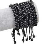MASSIVE BEADS Double Layer Natural Chakra Healing Power Crystals Macrame Bracelet Yoga Stone Beads Gemstone Meditation Relax Anxiety Bangle for Unisex Women Men - color: Black Onyx, size: 6mm
