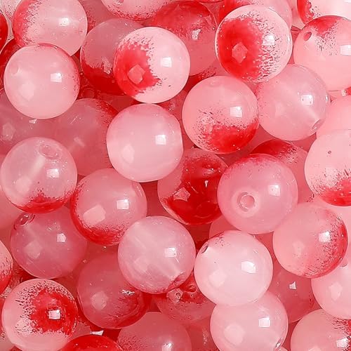 100 Pack 8mm Glass Beads for Jewelry Making, Graduated Color Mix, Bulk DIY Craft Supplies - color: Color5
