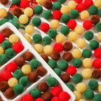 16mm Acrylic Beads 100pcs Christmas Pom Pom Bead Loose Fuzzy Faux Fur Poms Beads for DIY Crafting Necklace Bracelet Jewelry Making Keychain (mrsd) - color: red&yellow&green