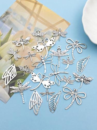 Youdiyla 110PCS Ancient Silver Dragonfly Series Pendant Jewelry Making DIY Keychain Earrings Pendant Various Design Charms for Jewelry Making Bracelets Necklace (SN11) - color: SN11