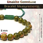 ANAYA AGATE Energy Protection Crystal Handmade Adjustable Bead Bracelet Perfect for Men, Women’s Christmas Gift - Gemstone Healing Stretch Bracelet Pulsera Para Hombre Mujer Stocking Stuffer - color: Unakite
