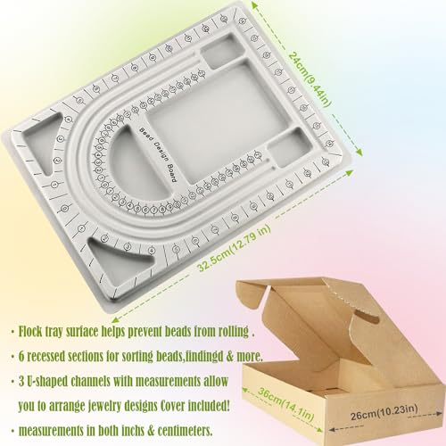 EuTengHao Bead Design Boards Mats with Bead Scoop Soft Stable Beading Mat Jewelry String Beading Needles Jewelry Organizer Tray for Jewelry DIY Making of Bracelets Necklaces Craft Supplies Tools