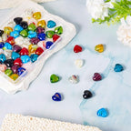 Cheriswelry 66Pcs Heart Pearlized Handmade Lampwork Glass Beads Crystal Glass Love Heart Loose Spacer Beads 11.5mm for DIY Craft Earirng Bracelet Necklace Jewelry Making - color: 11 Color-Heart