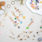 HOMAR 105Pcs DIY Keychain Making Kit Bag Charm Jewelry Chain Making 30 Flower Charms 8 Keychain Clips with Key Ring 8 Extender Chains 50 Jump Ring for DIY Craft Gifts - color: Flower-105PCS