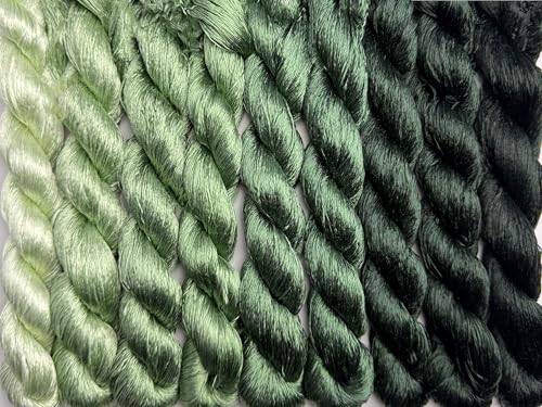 100% Nature Mulberry Handmade Embroidery Silk Thread Woven Jewelry Accessory Artificial Flowers Cross Stitch Floss DIY Sewing Kits 9 Gradient Colors 22m Each (43) - color: 43