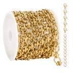 UMAOKANG 2 Meters Gold Plated Stainless Steel Chains for Jewelry Making Circle Link Chain on Spool with Jump Rings and Lobster Clasps - color: Circle Gold
