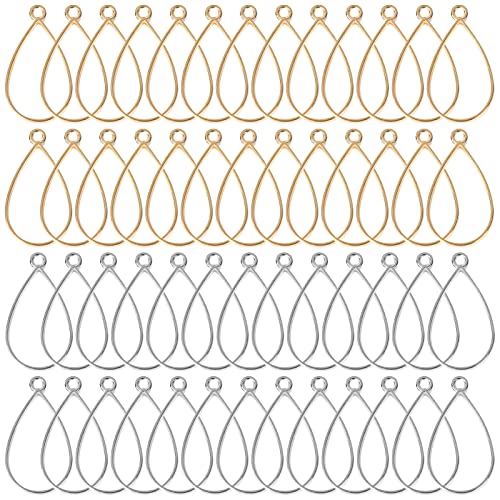 60pcs Open Bezels for Resin,Open Frame Pendant Teardrop Hollow Frame Pendants Open Back Frame Pendant for Pressed Flower,Earrings,Bracelet,DIY Crafts(K Gold,White K) - color: K Gold,White K;Teardrop