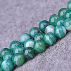 37Pcs Natural Crystal Beads Stone 10mm Green Stripe Onyx Agates Gemstone Round Loose Energy Healing Beads for Bracelet Necklace Earrings Jewelry Making - color: Green, size: 10MM
