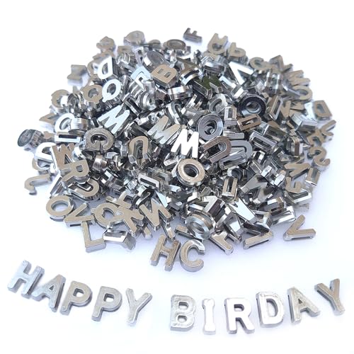 300+ Pieces 9x12mm Big Large Alphabet Letter Beads Charms A-Z Mixed Plastic Shape Loose Bead for Jewelry Making Bracelets Necklaces Key Chains (Silvery) - color: Silver, size: 300 Pieces