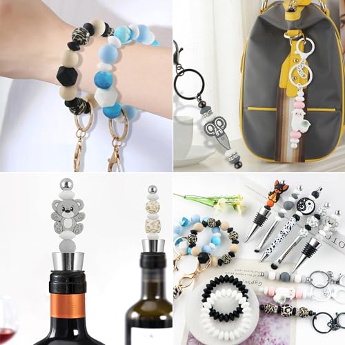 Sunrony 200Pcs Silicone Lentil Beads for Keychain Making, Bulk 12mm Silicone Abacus Spacer Beads for Necklace Bracelet Making Pens(White) - color: D-White