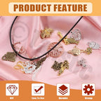 Tanstic 430Pcs Black Ribbon Ends Fastener Clasps Kit, Bookmark Pinch Crimp Ends with Open Jump Rings, Lobster Claw Clasps, Chain Extenders and Pendant Charms for DIY Crafts - color: Black Ribbon Ends