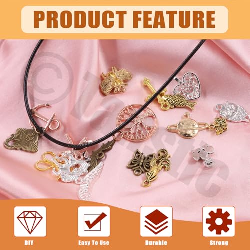 Tanstic 430Pcs Bronze Ribbon Ends Fastener Clasps Kit, Bookmark Pinch Crimp Ends with Open Jump Rings, Lobster Claw Clasps, Chain Extenders and Pendant Charms for DIY Crafts - color: Bronze Ribbon Ends