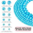 6 Strands Faceted Crystal Glass Beads Strands 3/4/6/8mm Rondelle Electroplate Glass Loose Spacer Beads Pearl Luster Plated for DIY Bracelet Necklace Jewelry Making, Deep Sky Blue - color: 2/3/4/6/8mm-Deep Sky Blue
