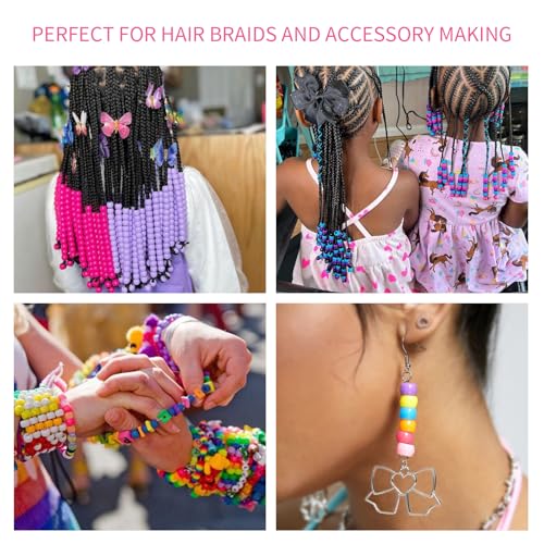 Transparent Pony Beads 1000+pcs Mix Color Plastic Bead, Crystal Beads Bulk, Kandi Bead Refill for Crafts - color: Crystal Clear