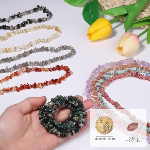 30in Clear Quartz Natural Chip Stone Beads 5-8mm About 230pcs, Irregular Drilled White Bead for Bracelets Jewelry Making Supplies for Adults, DIY Crafts. - color: Clear Quartz